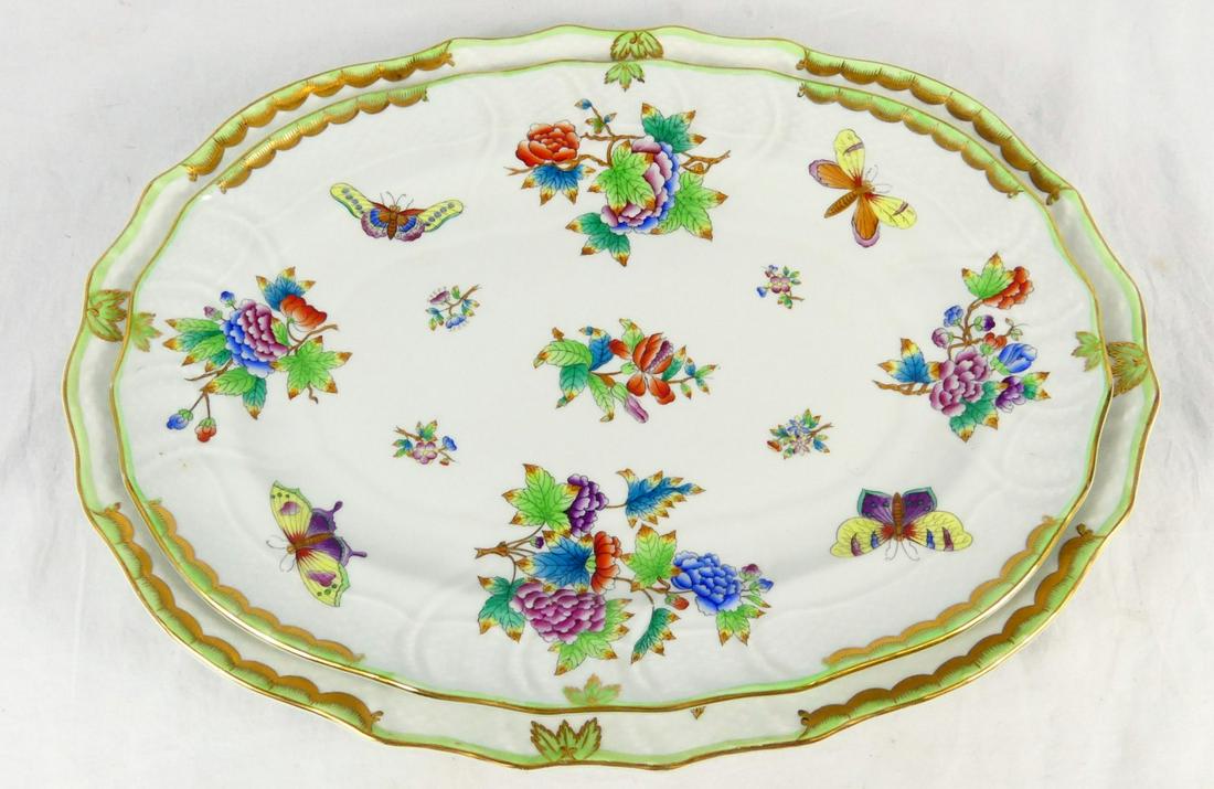 2pc HEREND QUEEN VICTORIA PORCELAIN LARGE PLATTERS (1 of 5)