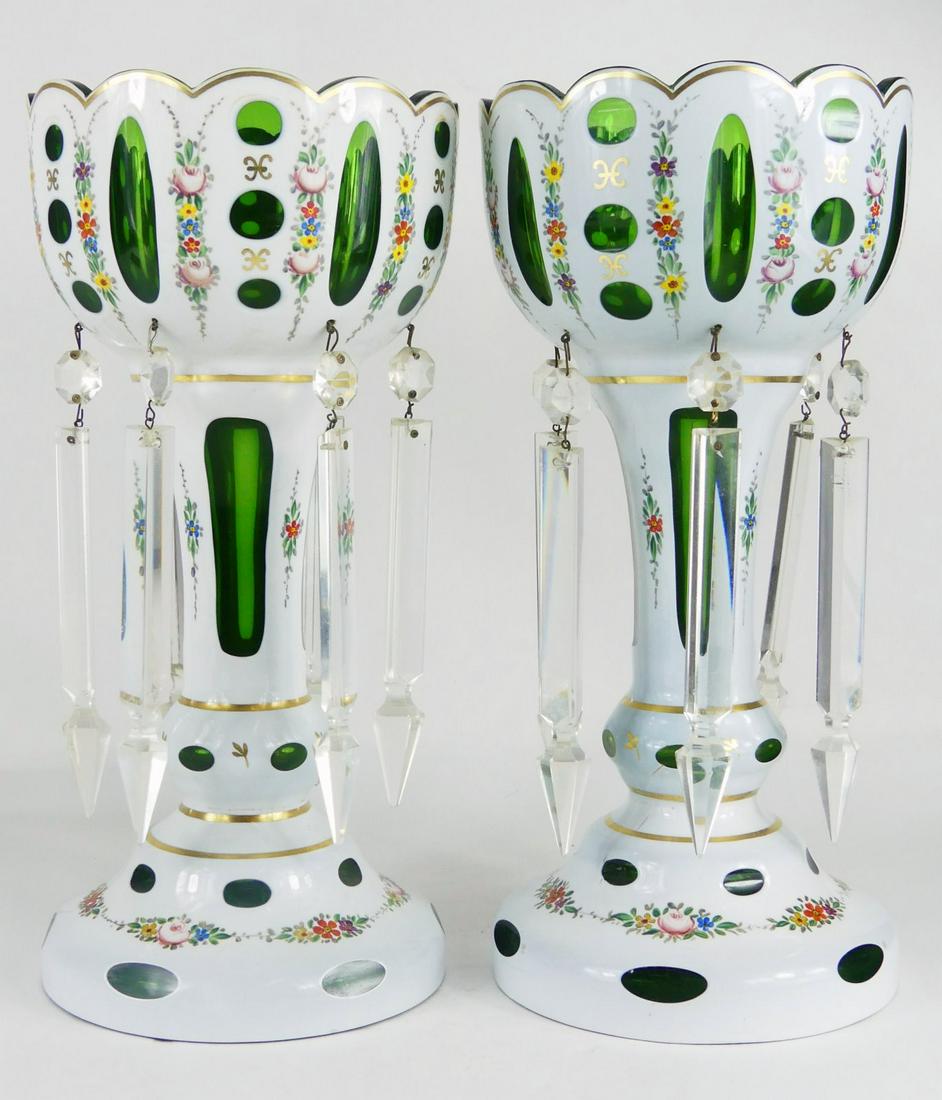 PR BOHEMIAN WHITE TO EMERALD GLASS LUSTERS (1 of 4)