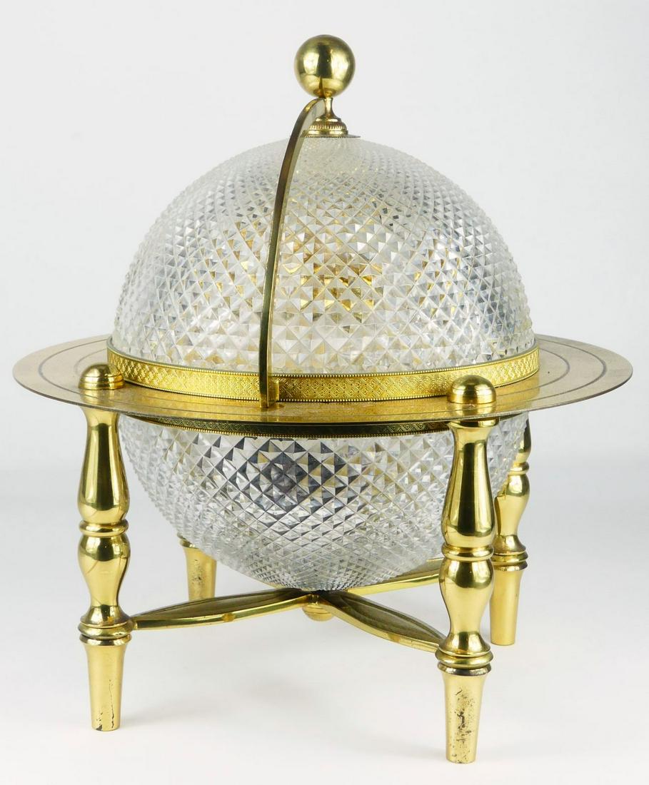 GILT BRASS MOUNTED CUT CRYSTAL TANTALUS (1 of 5)