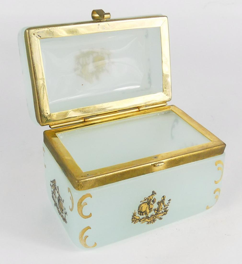 FRENCH BRASS MOUNTED OPALINE GLASS BOX (1 of 3)