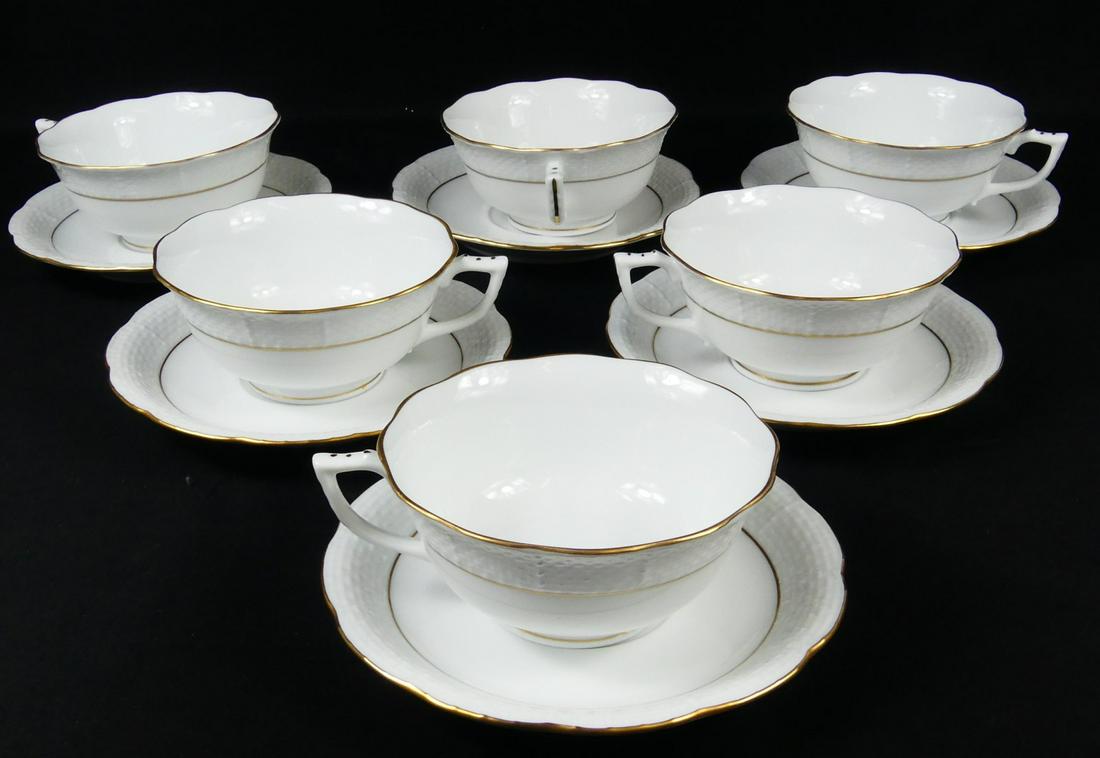 12pc HEREND GOLDEN EDGE TEACUPS & SAUCERS (1 of 3)