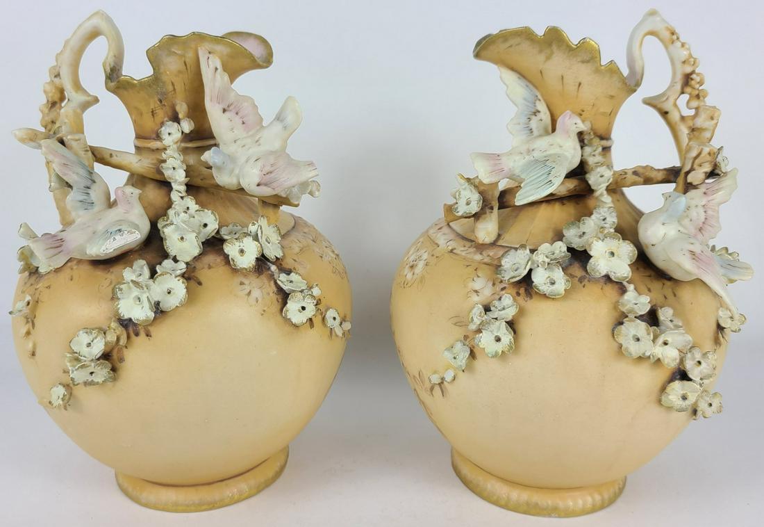PR AMPHORA TURN TEPLITZ RStK FLORAL BIRD PITCHERS (1 of 7)