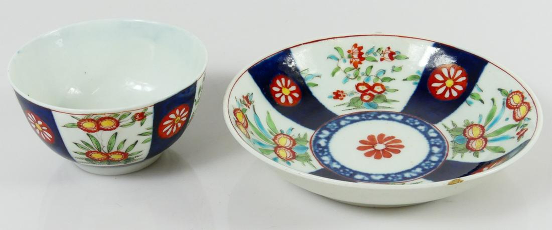 2pc WALL WORCESTER IMARI PORCELAIN TEACUP & SAUCER (1 of 3)