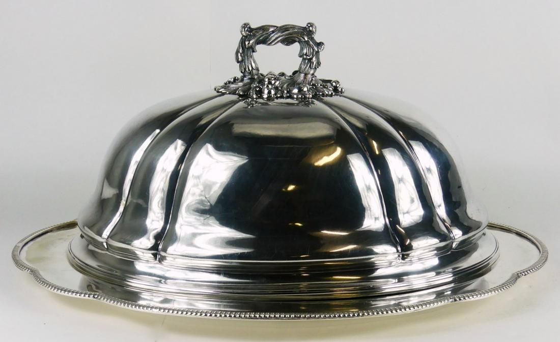 LARGE ENGLISH SILVER PLATED DOME MEAT SERVER (1 of 5)