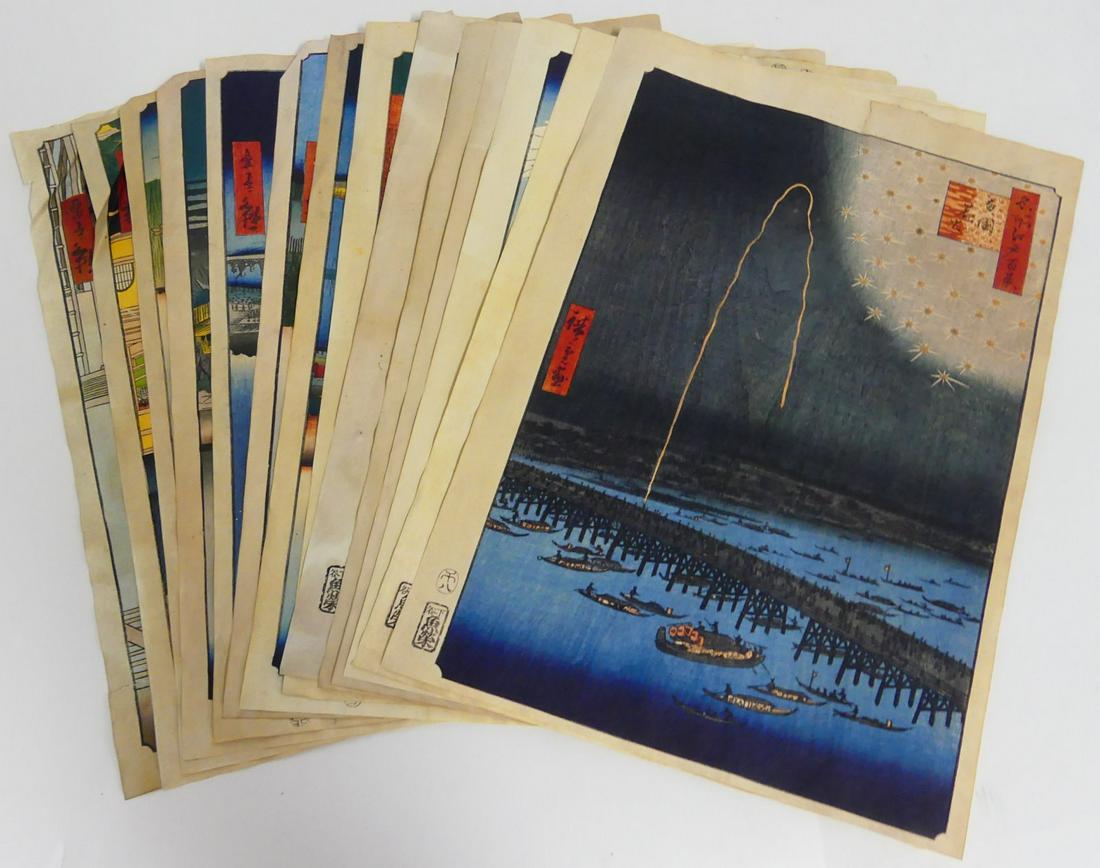 14pc JAPANESE WOODBLOCK STYLE PRINTS (1 of 8)