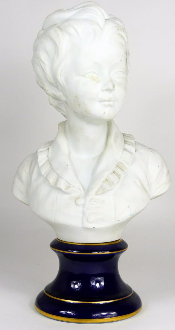 LIMOGES BISQUE PORCELAIN BUST OF BOY (1 of 5)