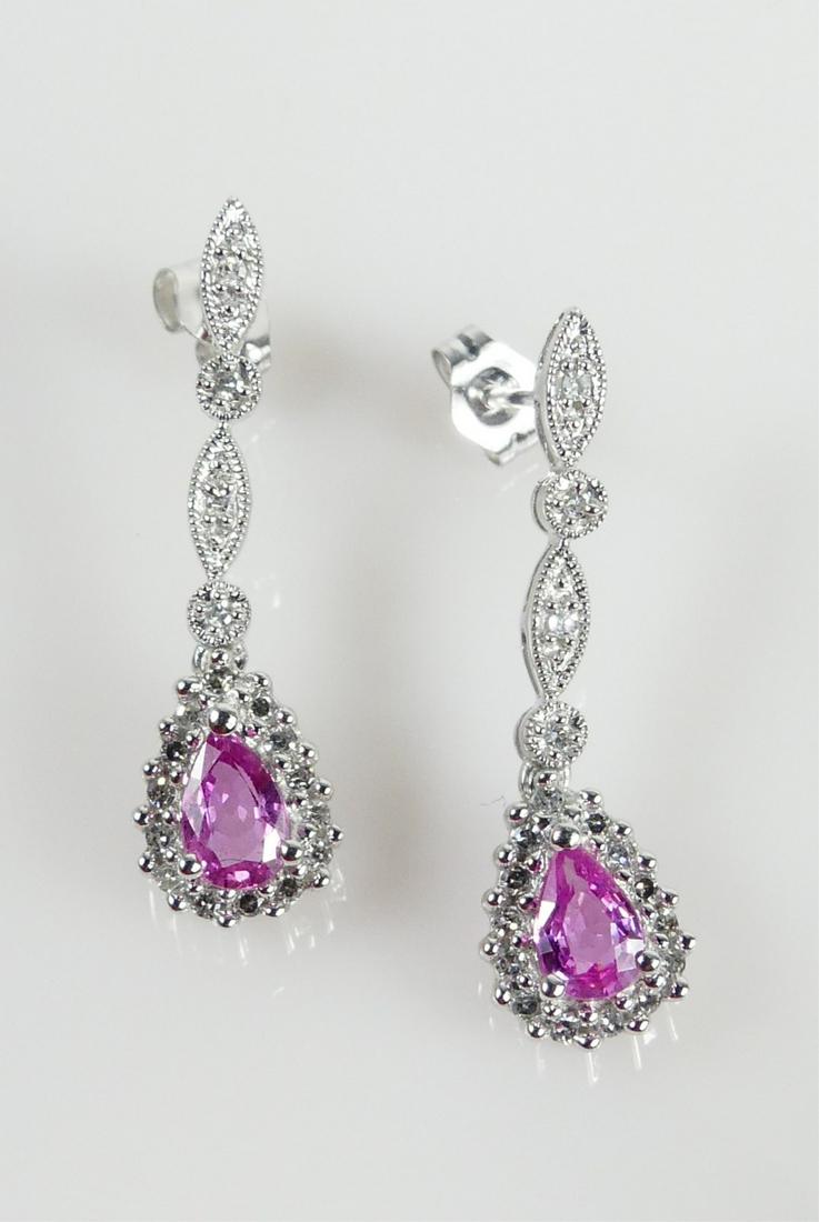 14K WHITE GOLD & DIAMOND DROP EARRINGS (1 of 3)