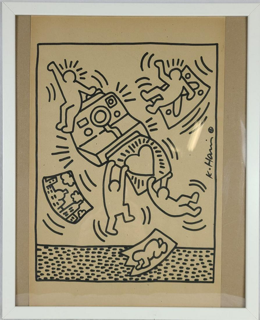 KEITH HARING 'POLAROID w FIGURES' DRAWING ON PAPER (1 of 7)
