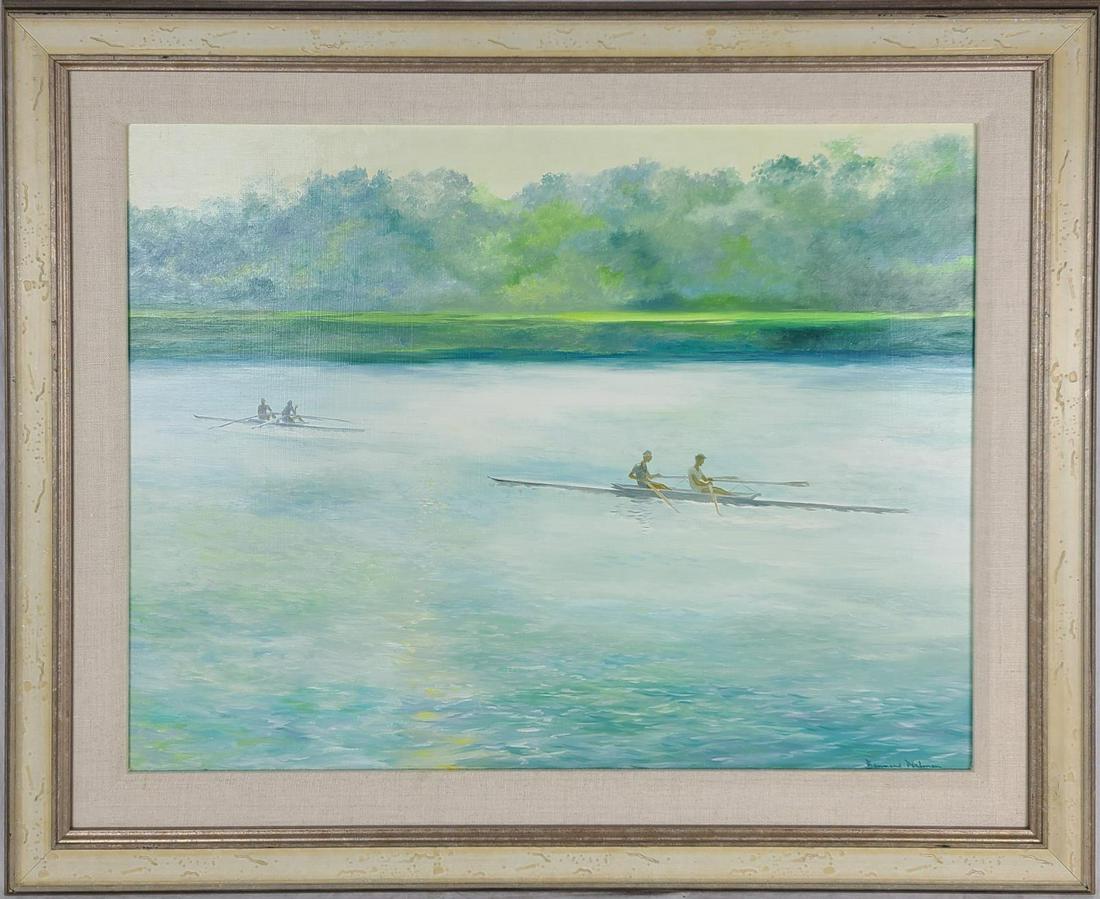 BENNARD PERLMAN 'RACING SHELLS' OIL ON BOARD (1 of 4)