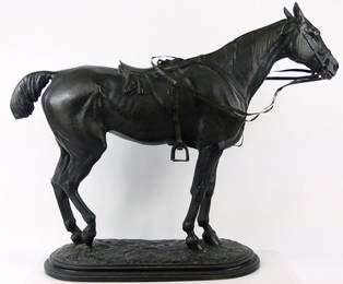 JOHN WILLIS GOOD 'TIRED HUNTER' BRONZE SCULPTURE