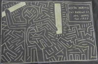 KEITH HARING SUBWAY SERIES CHALK DRAWING ON PAPER