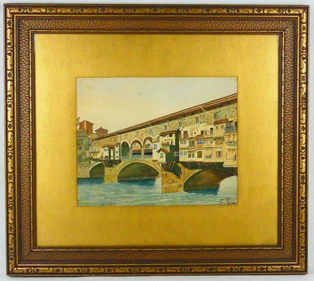 PONTE VECCHIO WATERCOLOR SIGNED (1 of 6)
