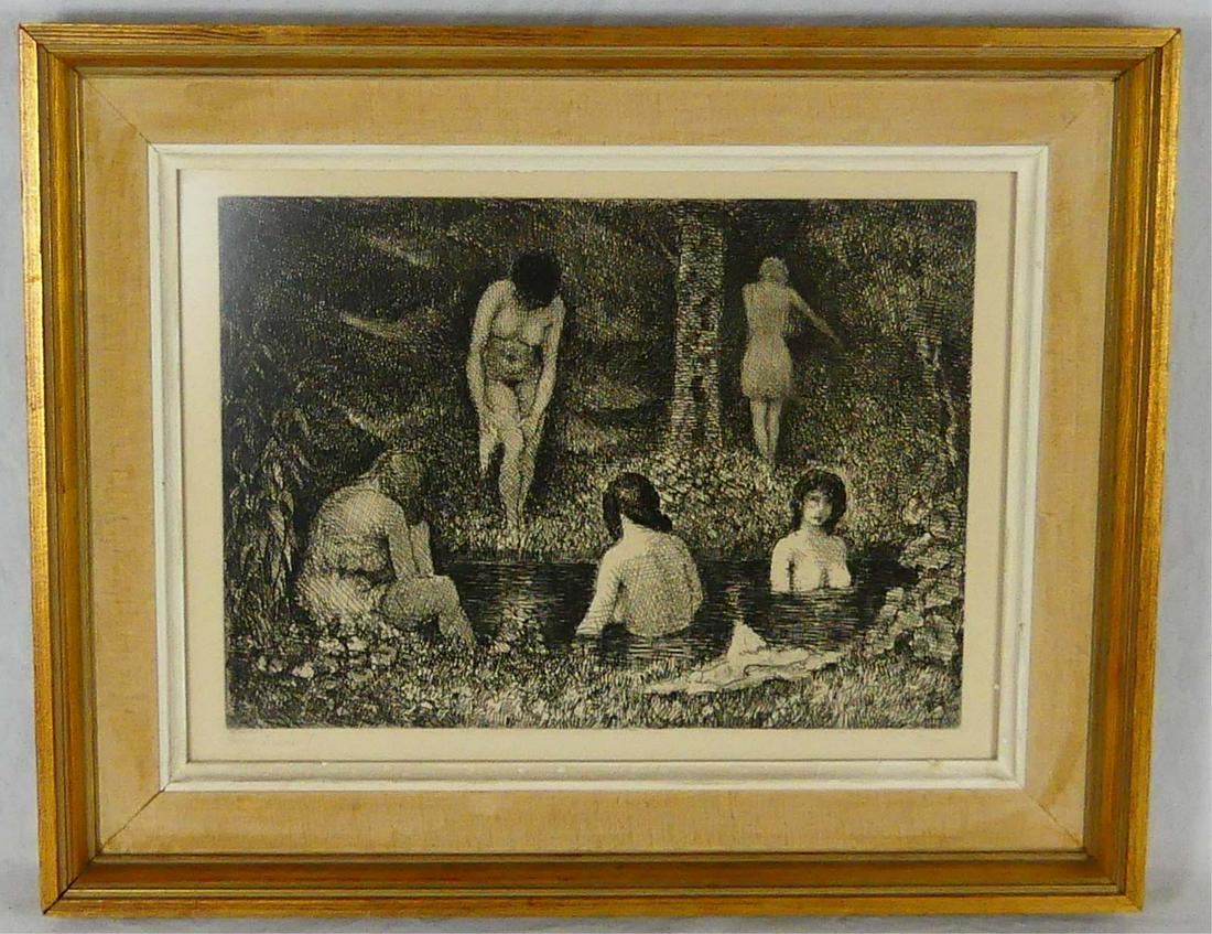PIERRE DUBREUIL 'FIVE BATHERS' ETCHING SIGNED (1 of 5)