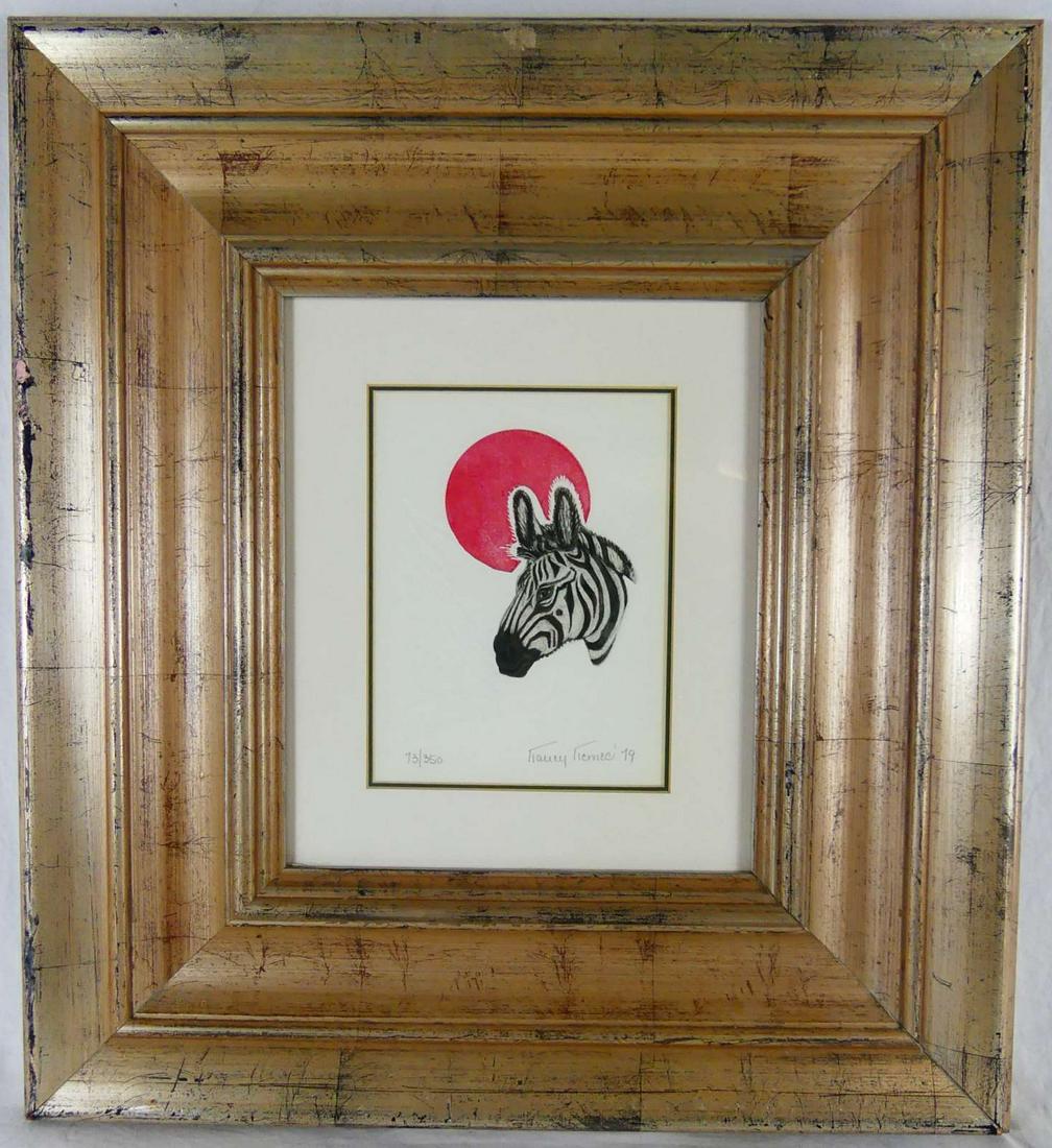 TIANEY TIEMEC 'ZEBRA w RED SUN' ETCHING (1 of 6)