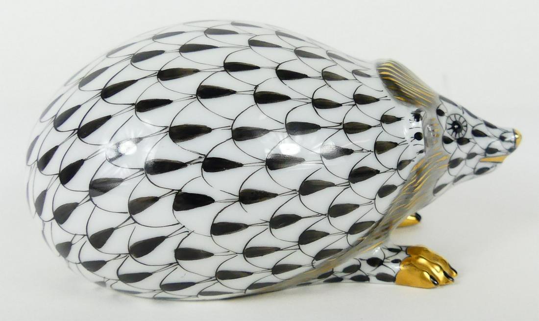 HEREND FISHNET PORCELAIN HEDGEHOG FIGURINE (1 of 6)
