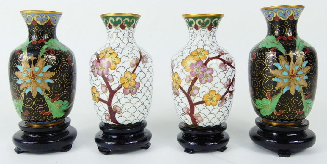 4 CHINESE CLOISONNE MINIATURE VASES (1 of 5)