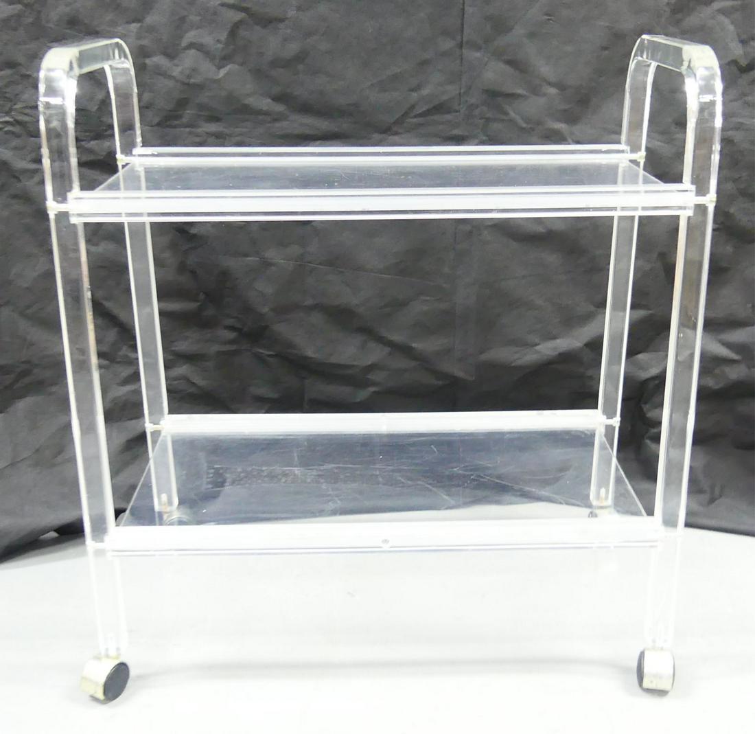 MODERN LUCITE TIERED DRINK CART w CHROME WHEELS (1 of 5)