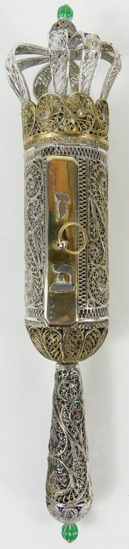 JUDAICA SILVER FILIGREE GEM-SET MEGILLAH CASE (1 of 12)