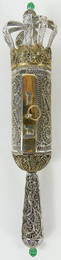 JUDAICA SILVER FILIGREE GEM-SET MEGILLAH CASE