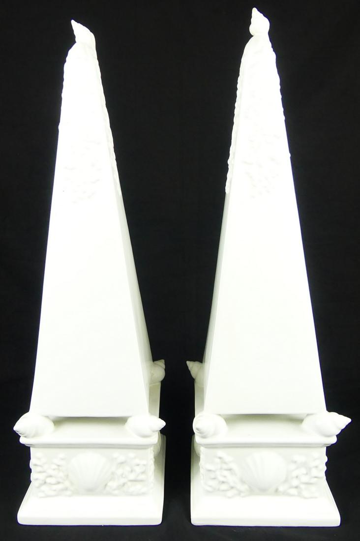 PR ITALIAN MAJOLICA POTTERY OBELISKS SIGNED (1 of 6)