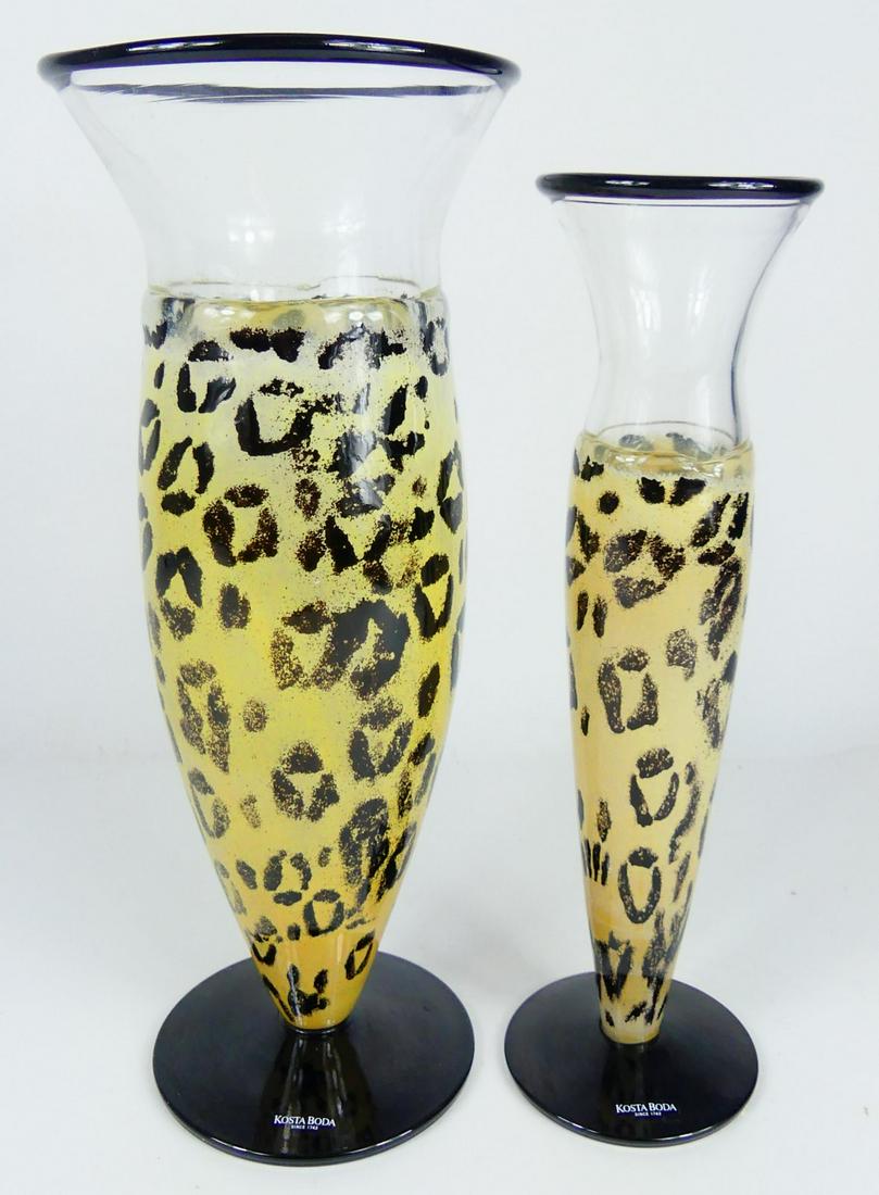 2pc KJELL ENGMAN FOR KOSTA BODA GLASS LEOPARD VASE (1 of 7)