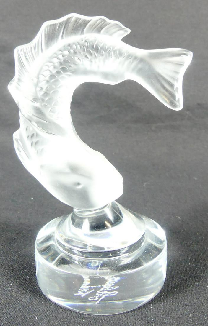 LALIQUE 'LEAPING FISH' FROSTED CRYSTAL PAPERWEIGHT (1 of 6)