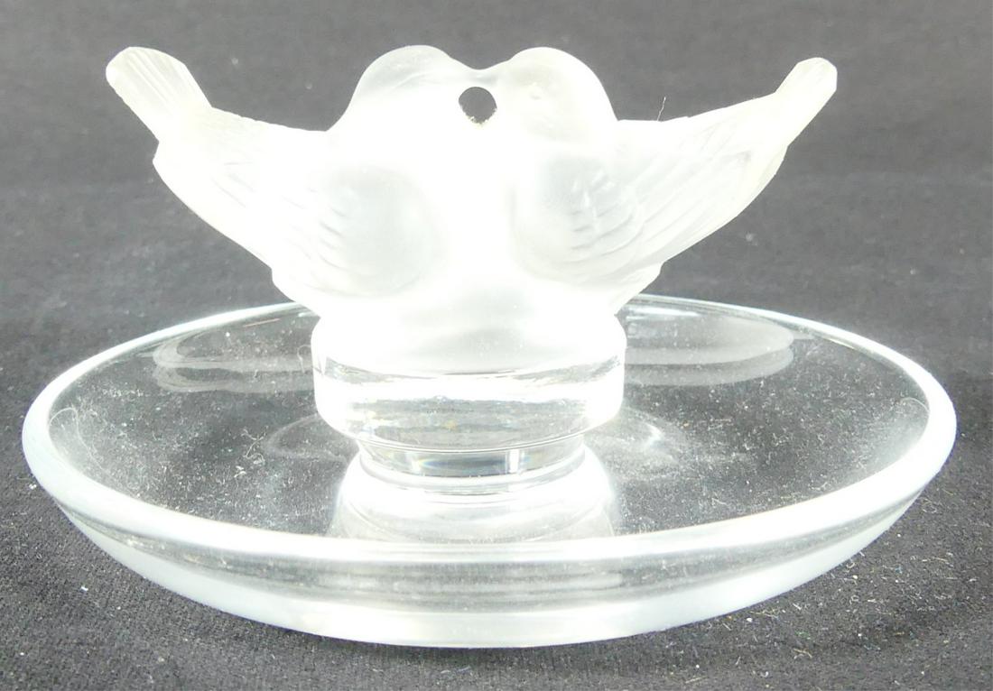 LALIQUE LOVE BIRDS FROSTED CRYSTAL RING TRAY (1 of 6)