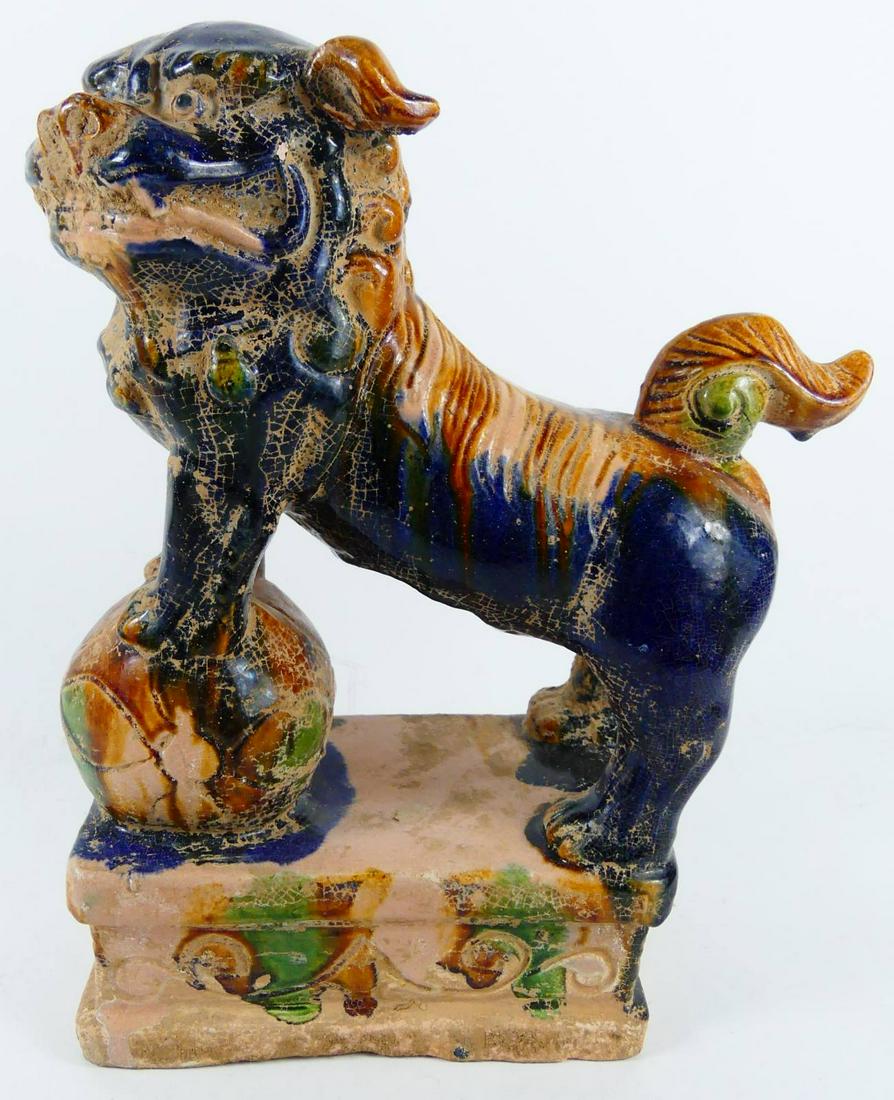 CHINESE SANCAI GLAZE TERRACOTTA FOO LION (1 of 7)