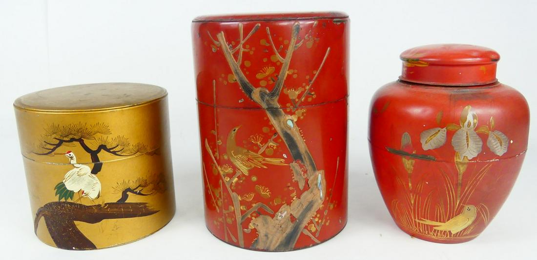 3pc JAPANESE LACQUERED NATSUME TEA CADDIES (1 of 5)