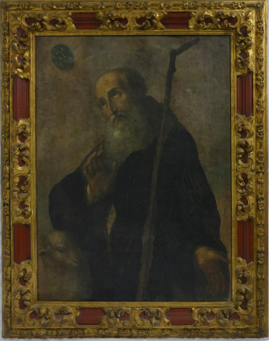 17th C ST. FRANCIS OF PAOLA OIL PAINTING ON CANVAS (1 of 9)