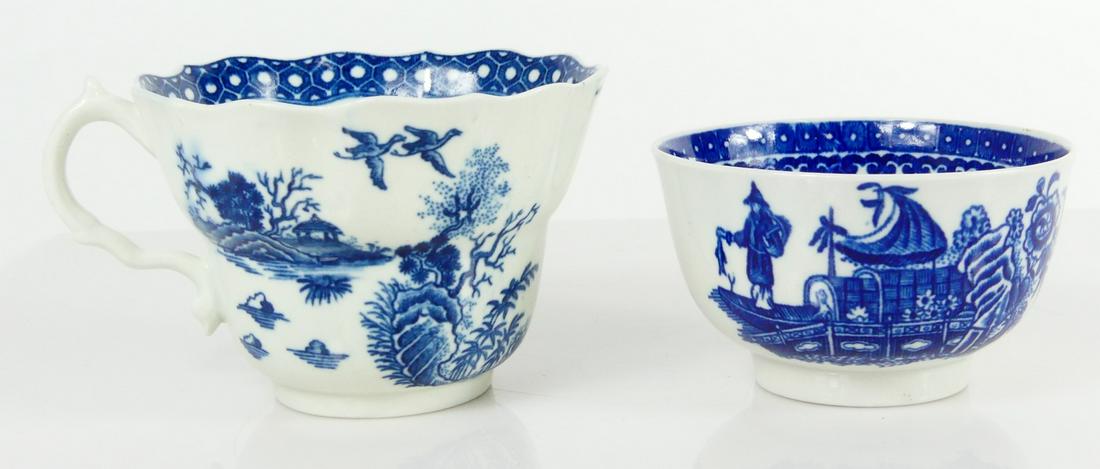 2pc WALL WORCESTER BLUE & WHITE PORCELAIN TEACUPS (1 of 5)