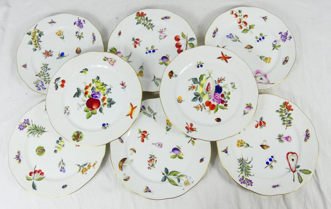 8pc HEREND 'FRUITS & FLOWERS' LUNCHEON PLATES (1 of 2)
