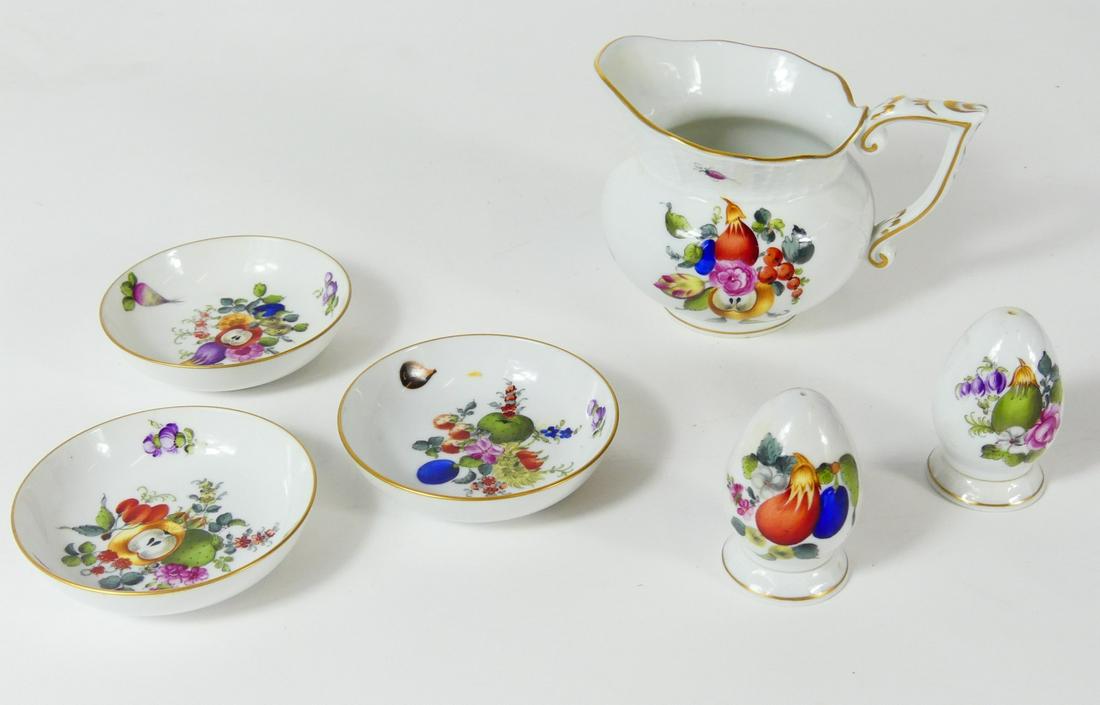 6pc HEREND 'FRUITS & FLOWERS' PORCELAIN OBJECTS (1 of 7)