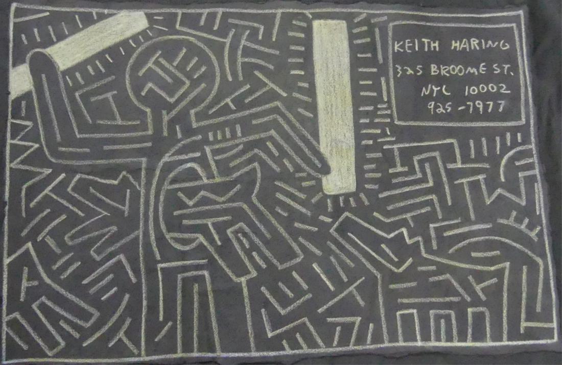 KEITH HARING SUBWAY SERIES CHALK DRAWING ON PAPER (1 of 7)