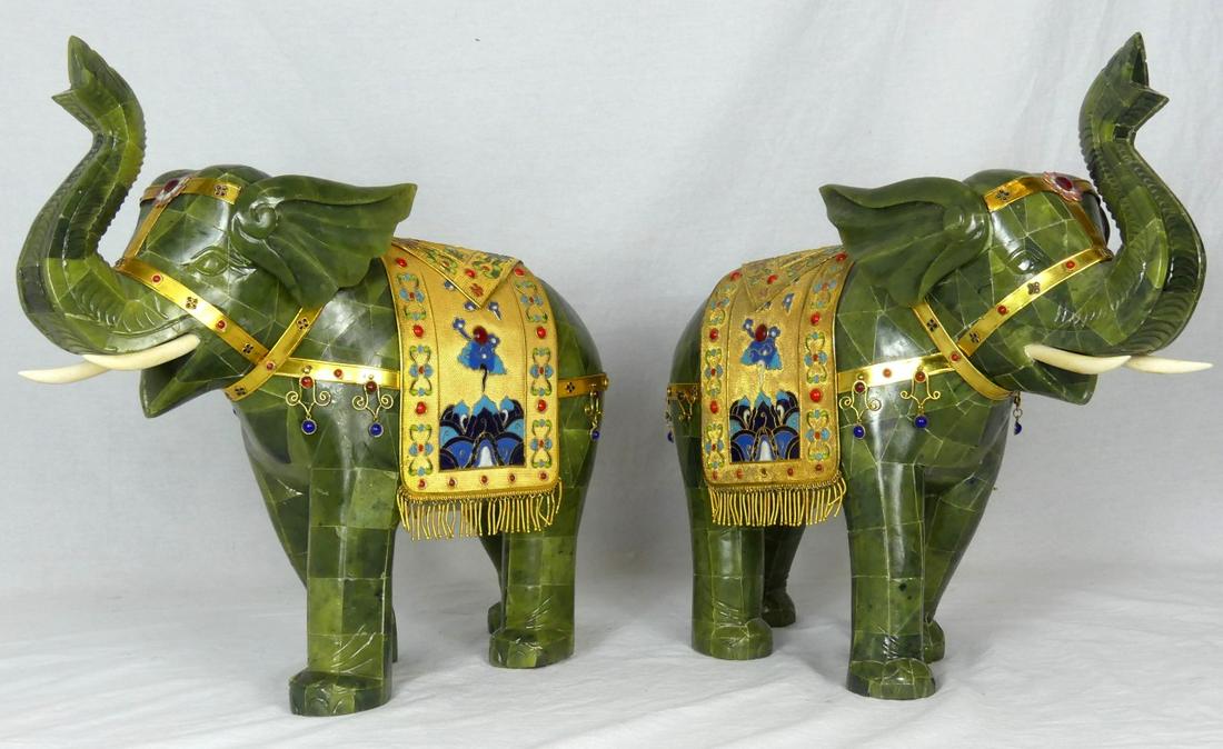 PR LARGE JADE VENEER ENAMELED ELEPHANTS (1 of 10)