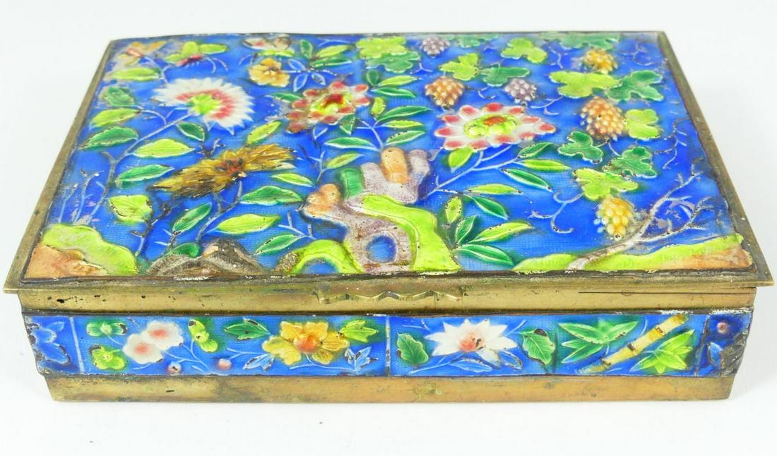 CHINESE ENAMELED BRASS BOX (1 of 8)