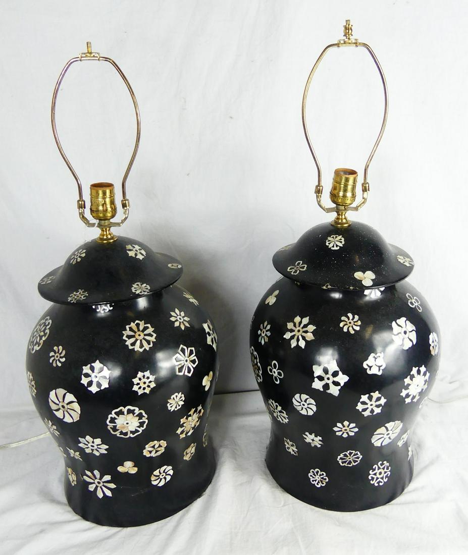 PR BLACK LACQUER & MOTHER OF PEARL URNS (1 of 5)