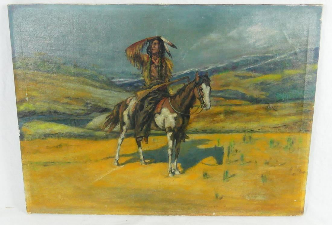 WILLIAM MEUTTMAN 'NATIVE AMERICAN' OIL ON CANVAS (1 of 5)