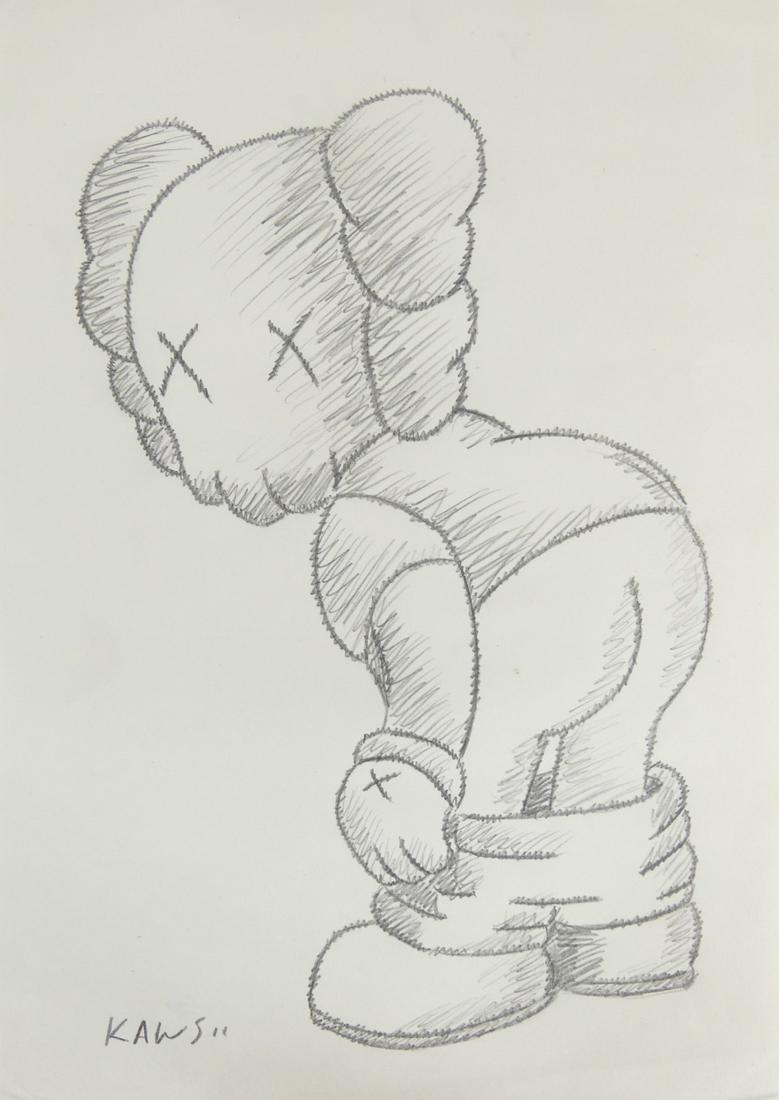 AFTER KAWS PENCIL DRAWING ON PAPER 'MOONING' (1 of 4)