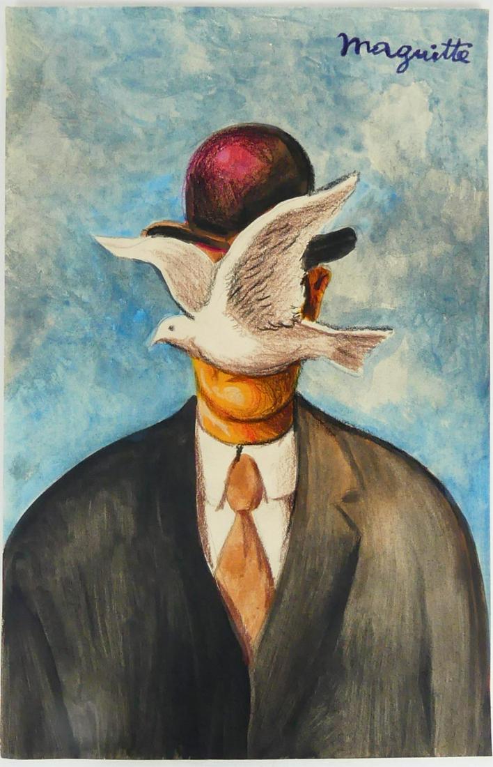 AFTER RENE MAGRITTE MIXED MEDIA ON PAPER (1 of 5)