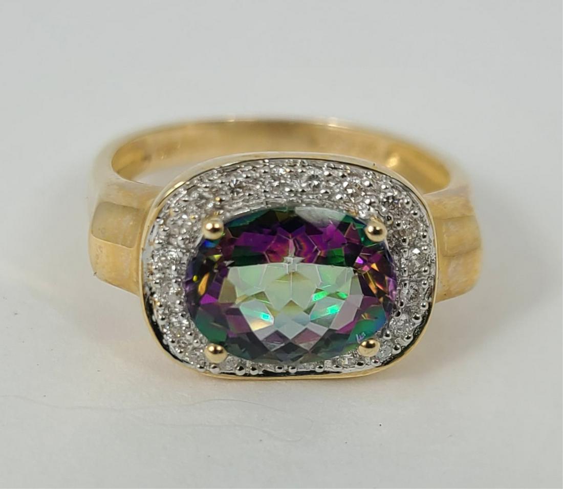 14kt YG MYSTIC TOPAZ & DIAMOND RING (1 of 4)