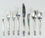 112pc GEORG JENSEN 'ACORN' STERLING FLATWARE SET