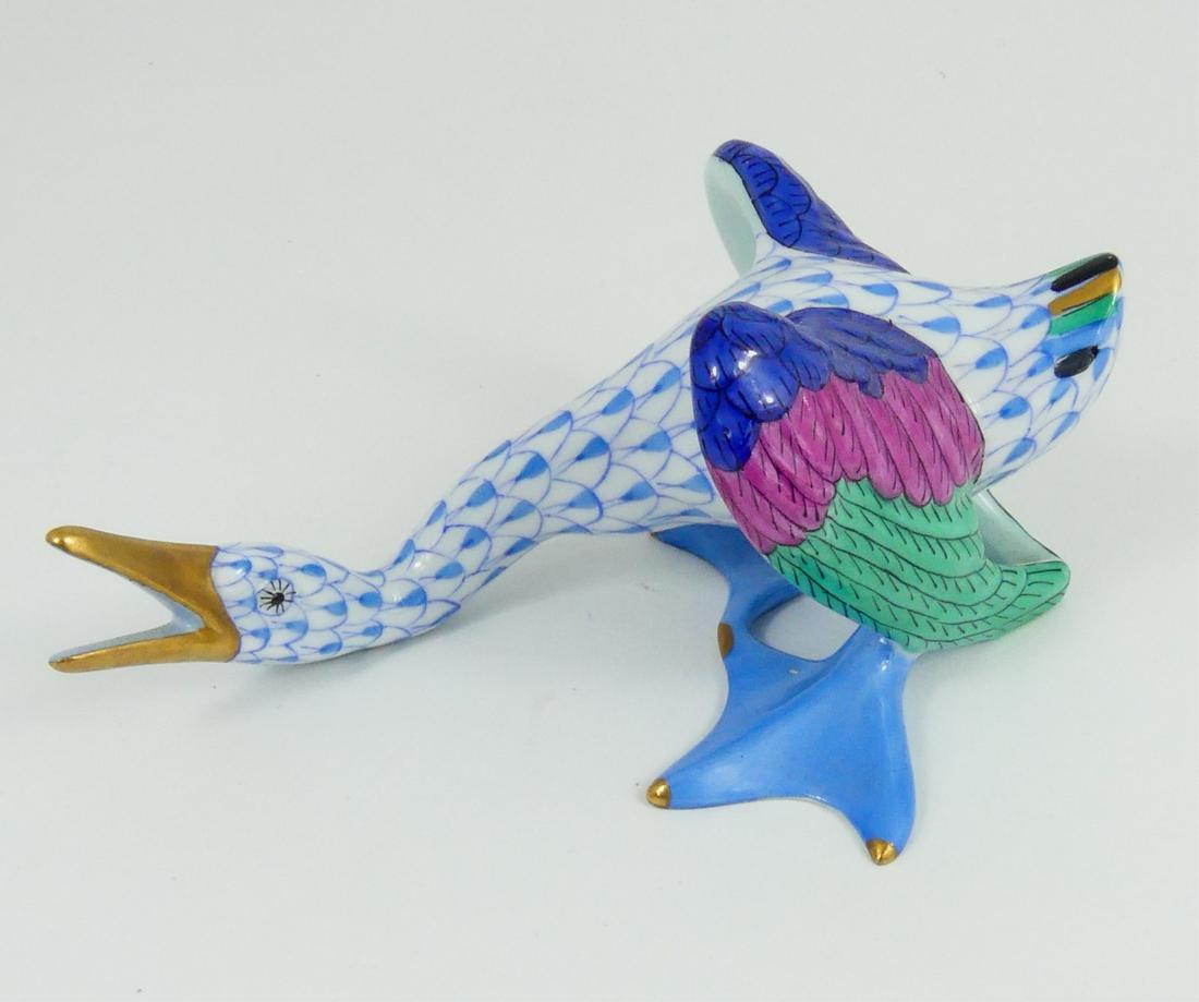 HEREND BLUE FISHNET 'GOOSE' PORCELAIN FIGURE (1 of 6)