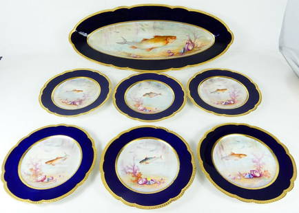 11+ Limoges Fish Plates