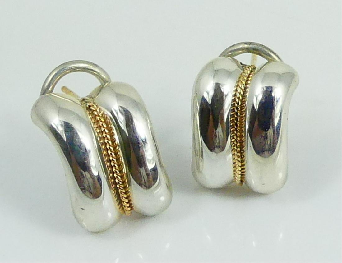 PR TIFFANY STERLING SILVER 14kt YG SWIRL EARRINGS (1 of 4)