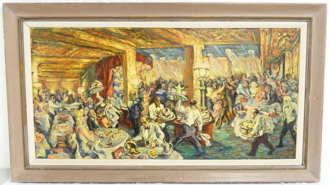 PHILIP REISMAN 'HOTEL TAFT GRILL' OIL ON MASONITE (1 of 12)