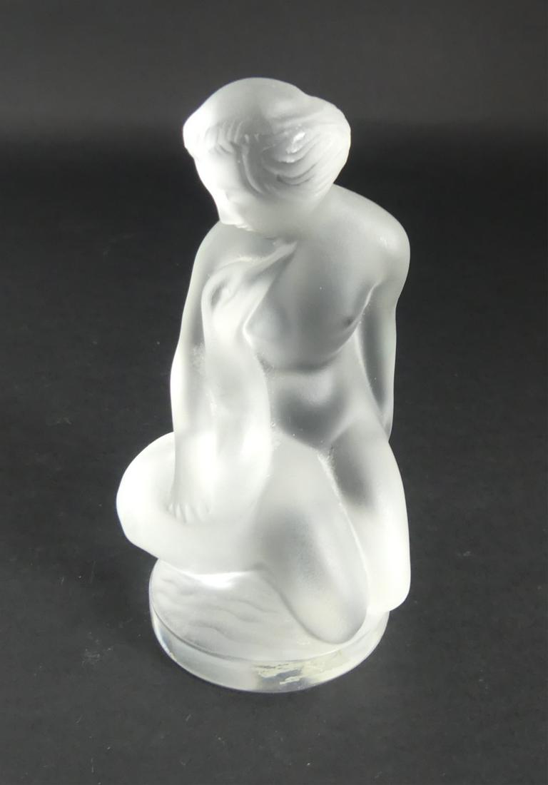 LALIQUE FROSTED CRYSTAL 'LEDA AND THE SWAN' FIGURE (1 of 6)