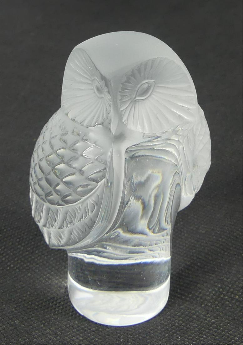 LALIQUE FROSTED CRYSTAL OWL PAPERWEIGHT (1 of 8)