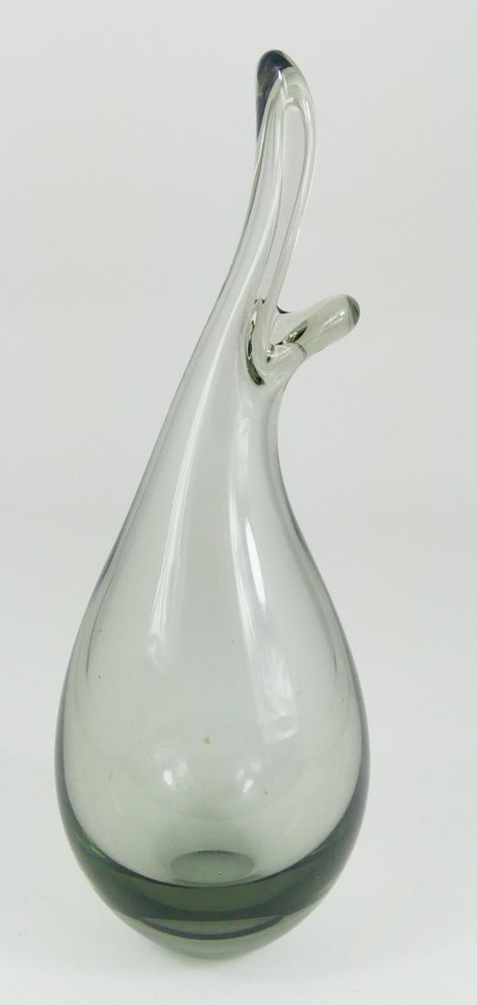 PER LUTKEN FOR HOLMEGAARD DANISH GLASS VASE: Per Lutken for Holmegaard Danish Modern smoked art glass 'Beak' vase. Marked to underside. Measures 7 3/4" height.