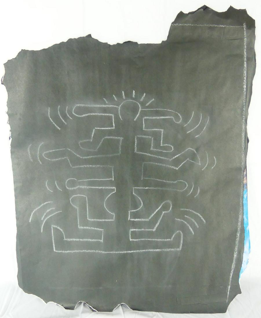 KEITH HARING SUBWAY SERIES CHALK DRAWING ON PAPER (1 of 4)